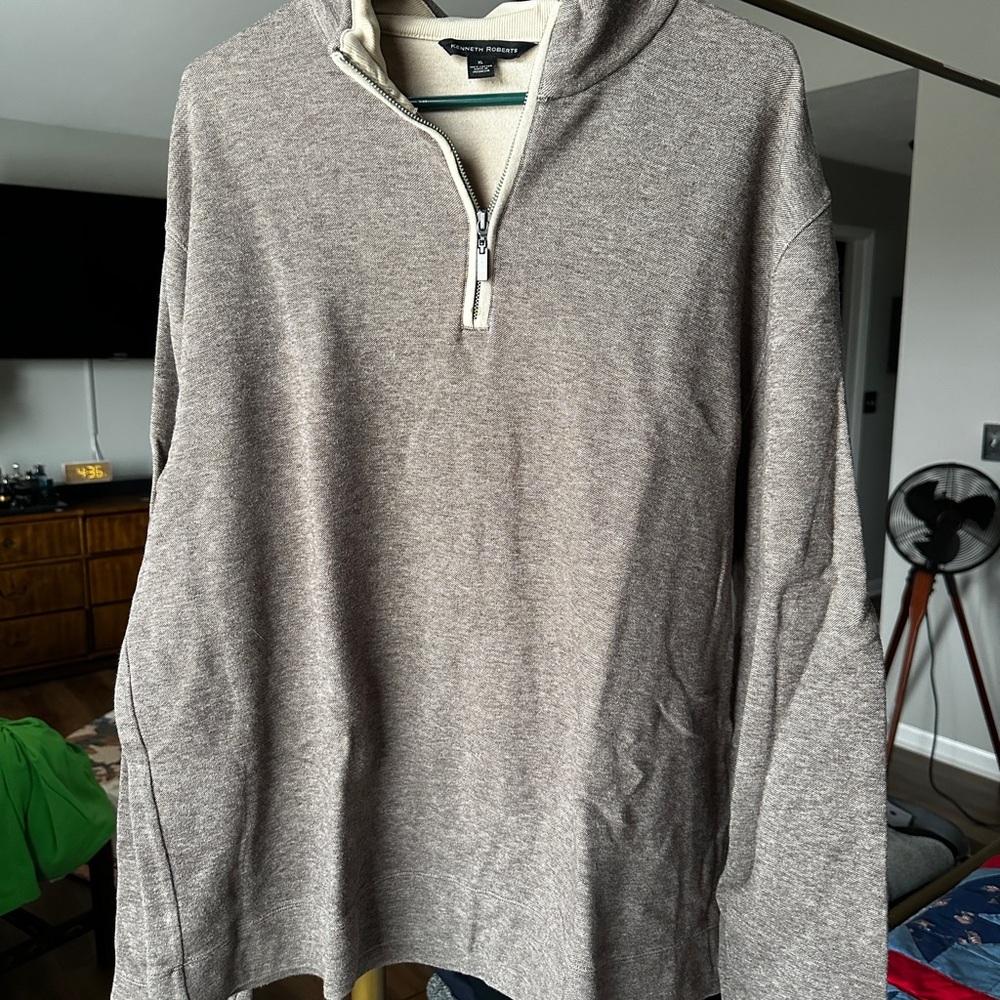 Men's Tan Zip-Up Sweater